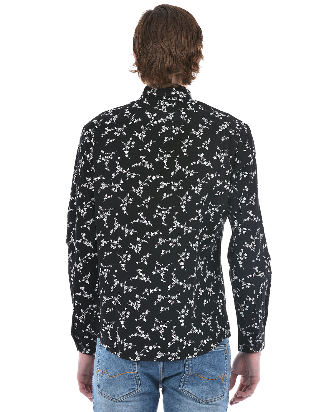Numero Uno Men Floral Print Black Shirt